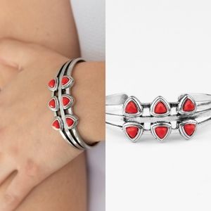 Silver and red tribal bracelet